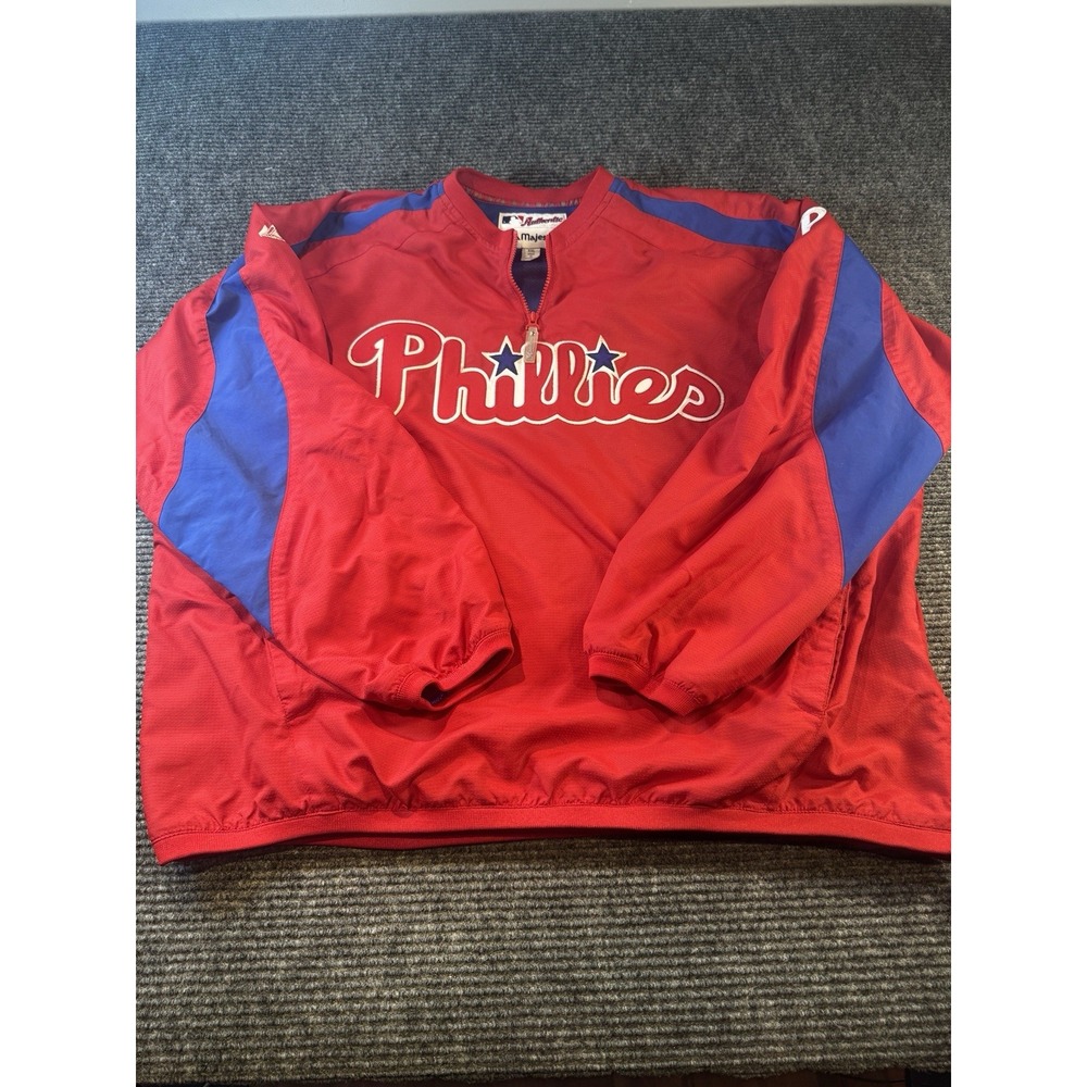 Vintage Majestic Philadelphia Phillies Authentic XXL Warm Up Windbreaker Jacket